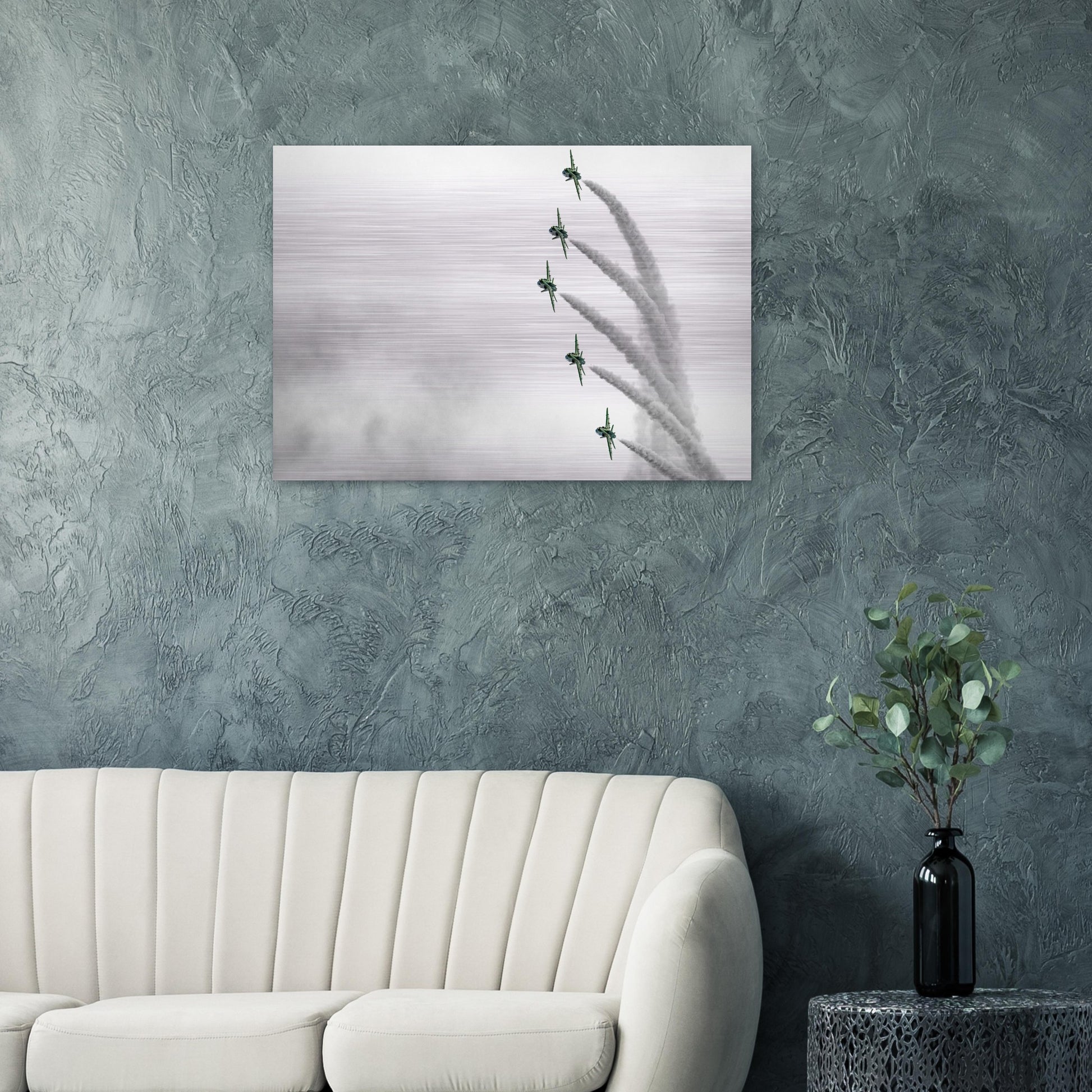 High-Resolution Royal Saudi Hawks Brushed Aluminum Aviation Print
