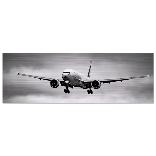 Emirates Boeing 777-300ER Brushed Aluminium Print – Premium Aviation Art
