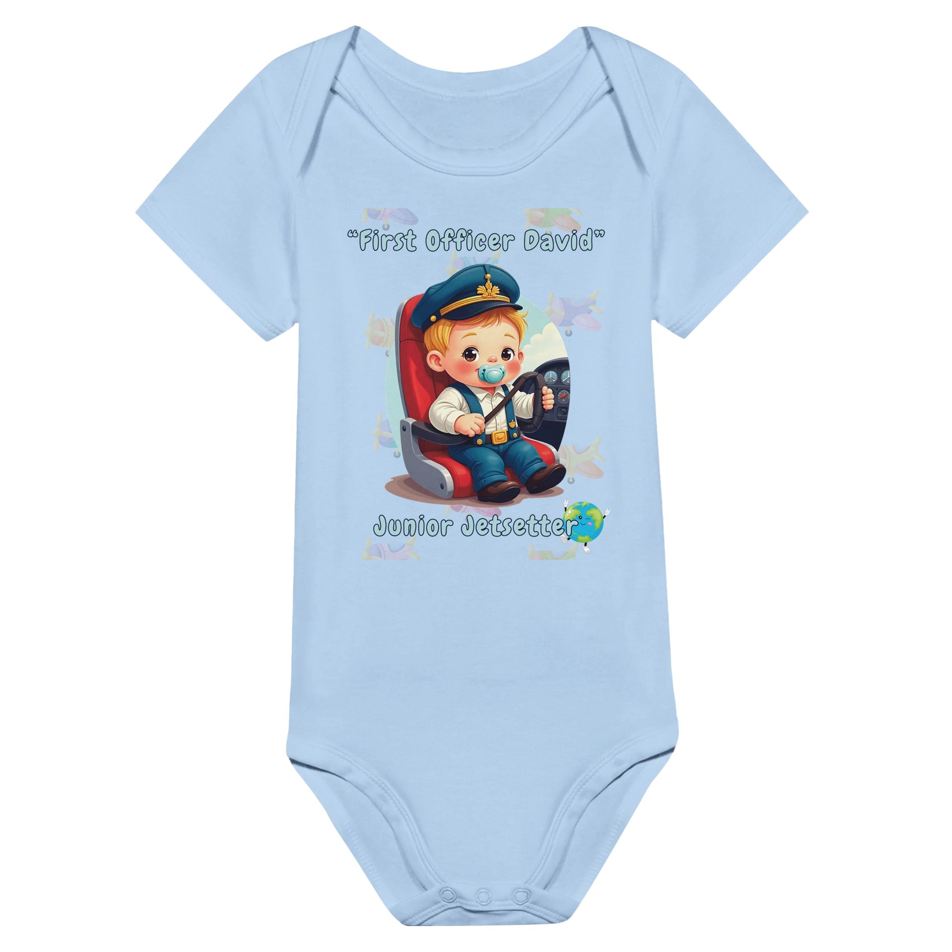 Adorable Baby Boy Bodysuit with Jetsetter Aviation Print