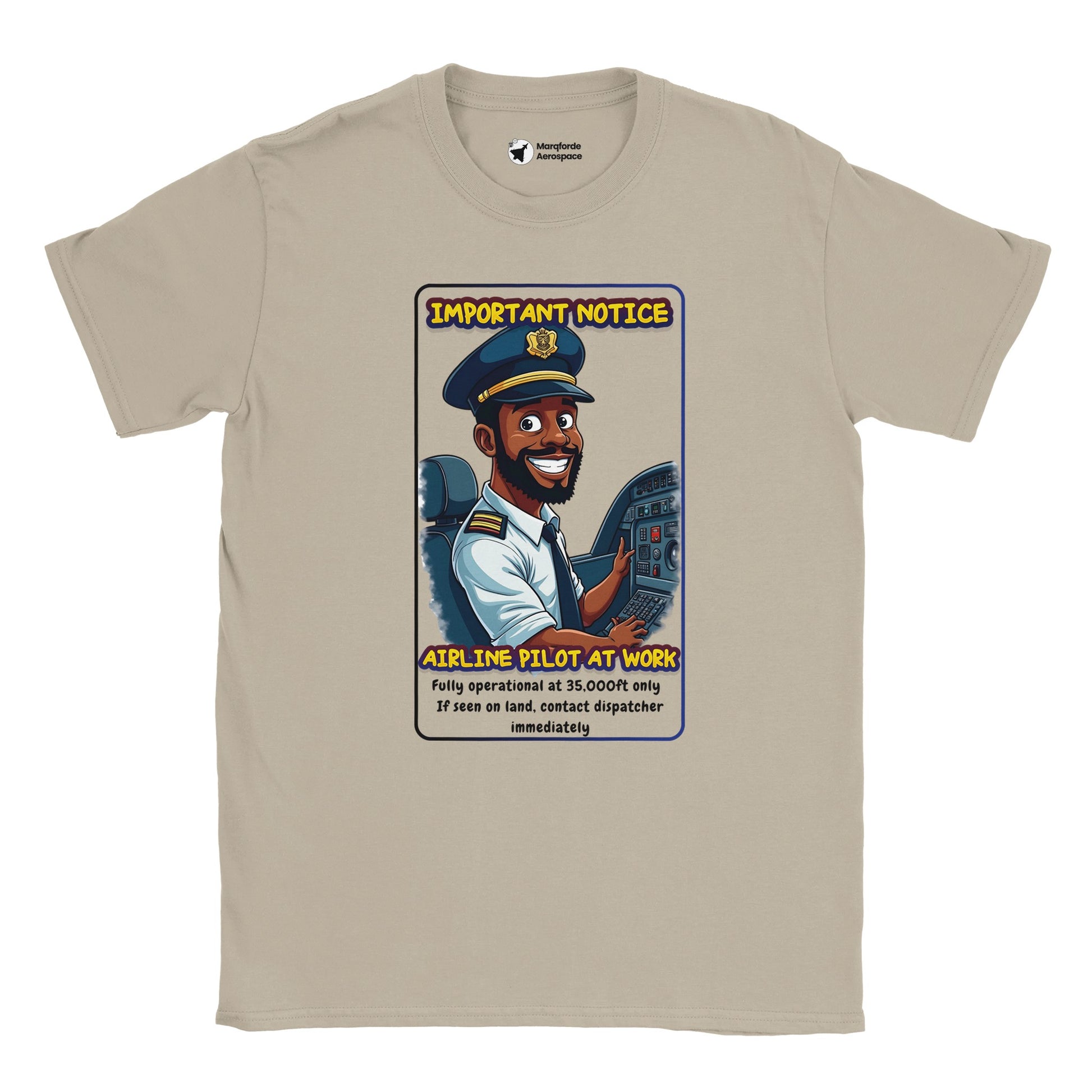 Men’s Aviation T-Shirt – Airline Pilot at Work Bold Graphic