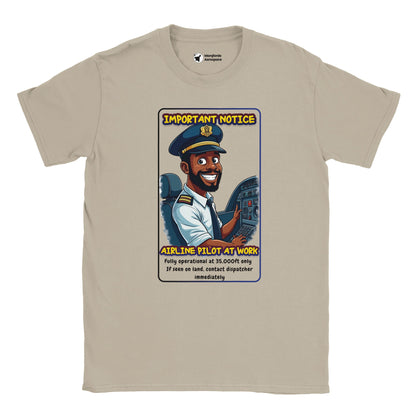 Men’s Aviation T-Shirt – Airline Pilot at Work Bold Graphic