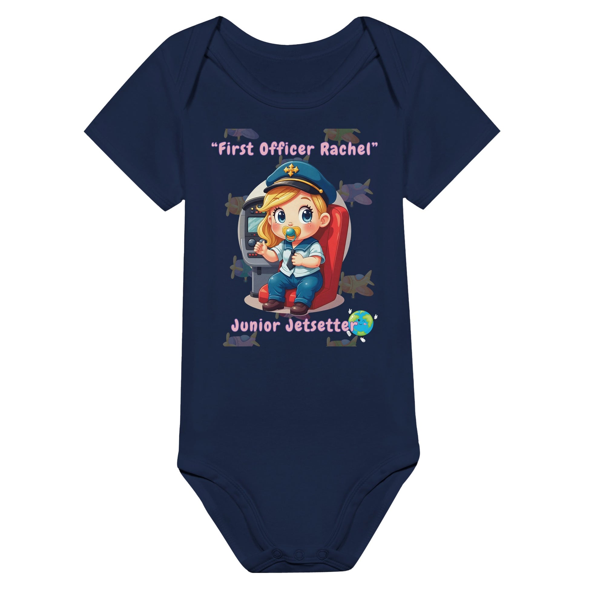 Close-Up of Junior Jetsetter Baby Bodysuit – Soft & Cozy Fabric