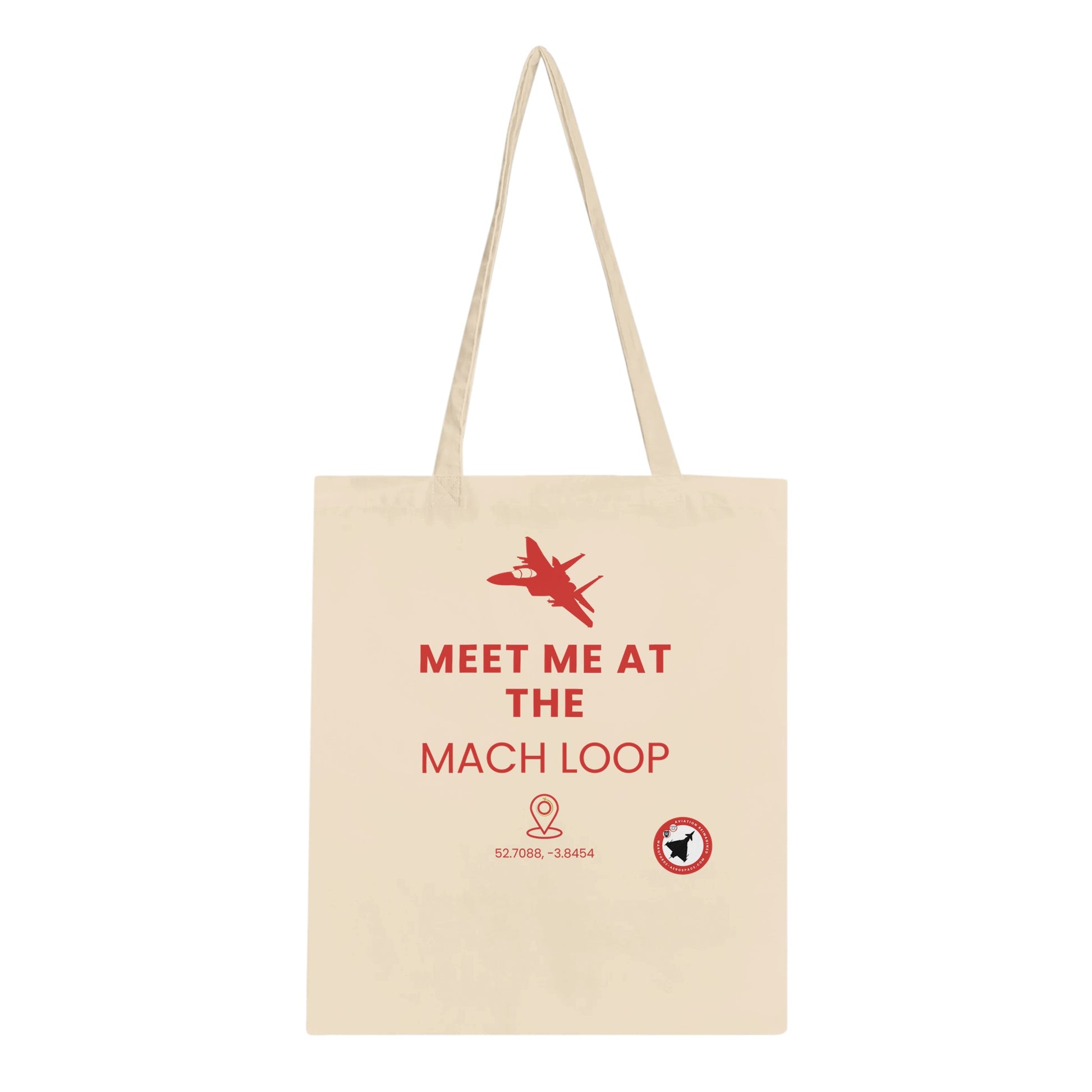 Durable Tote Bag Featuring Meet Me at The Mach Loop Text in Dark Colours