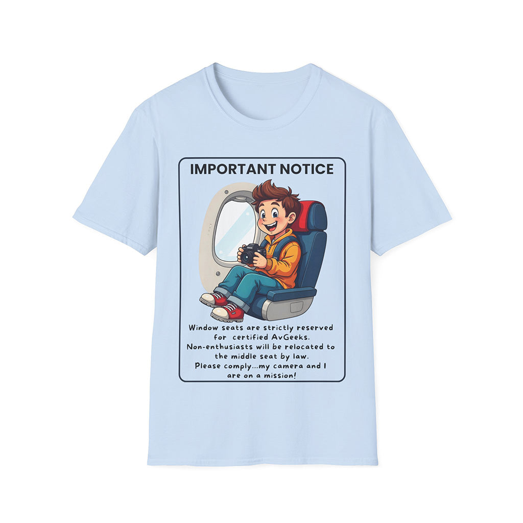 Unisex Window Seat Lover T-Shirt – Fun & Playful Aviation Wear