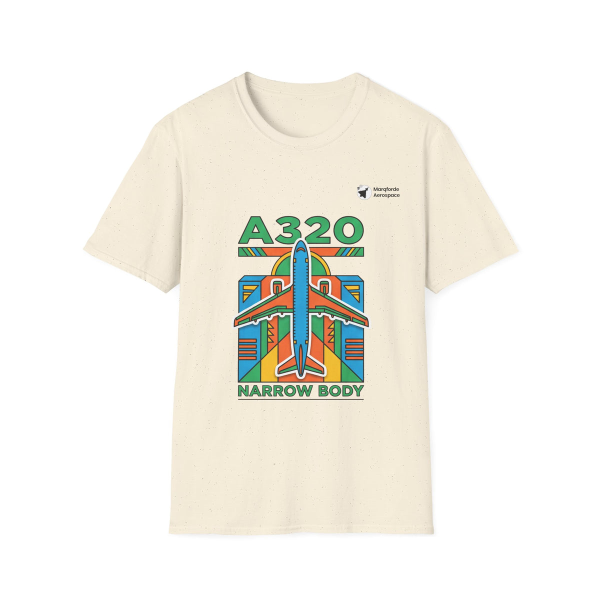 Airbus A320 Adventure aviation graphic on a natural unisex t-shirt