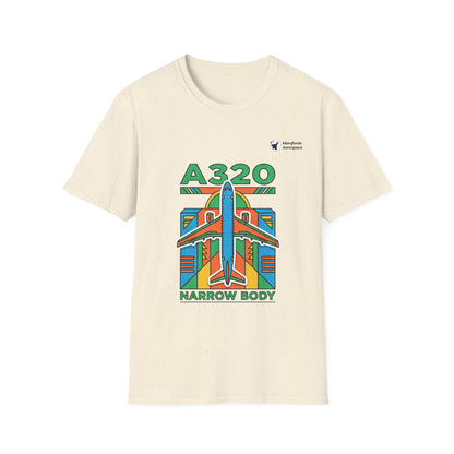 Airbus A320 Adventure aviation graphic on a natural unisex t-shirt