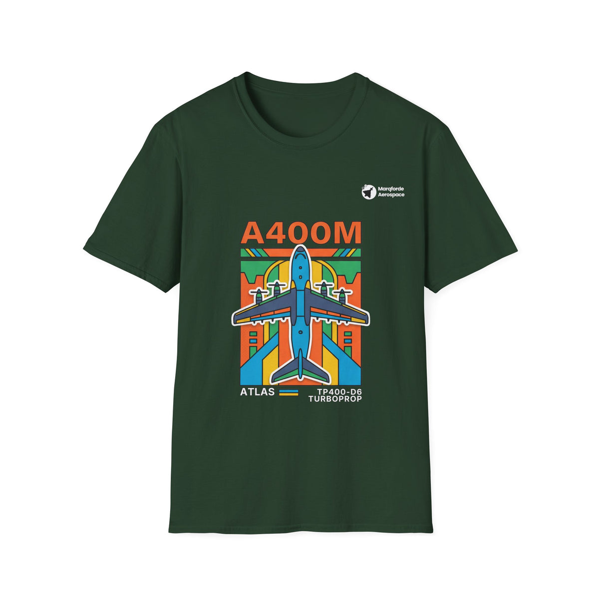 Atlas Ascent aviation graphic on a forest green unisex t-shirt