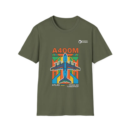 Atlas Ascent aviation graphic on a military green unisex t-shirt