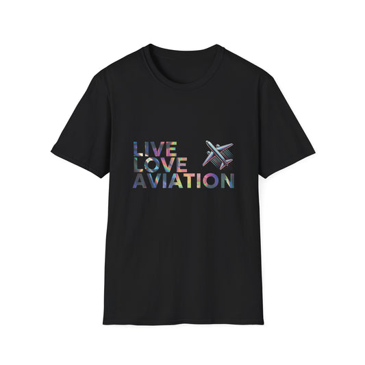 Aviation Enthusiast T-Shirt – Live Love Aviation Design in Black Colour