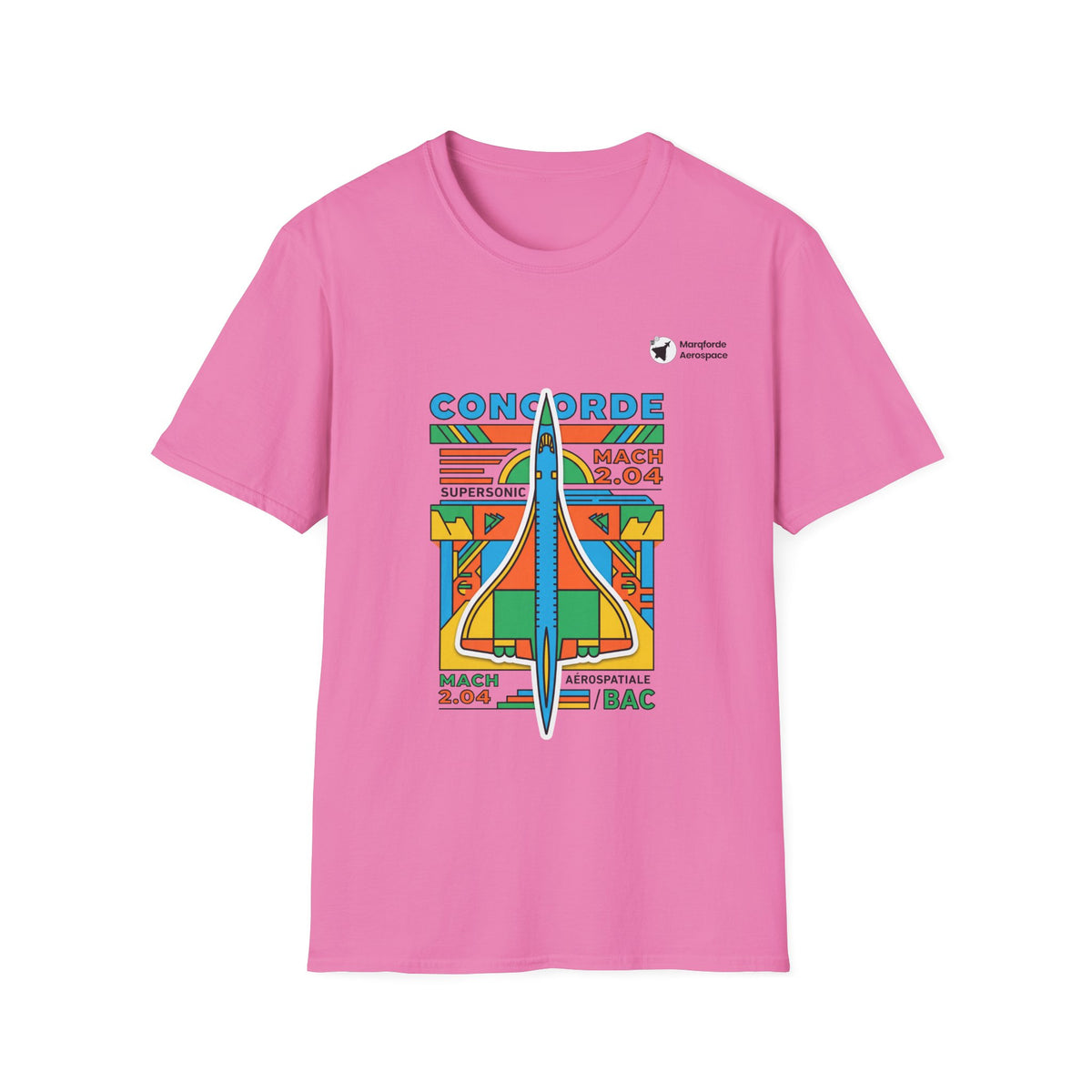 Concorde Cruise aviation graphic on an azalea unisex t-shirt