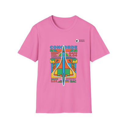 Concorde Cruise aviation graphic on an azalea unisex t-shirt