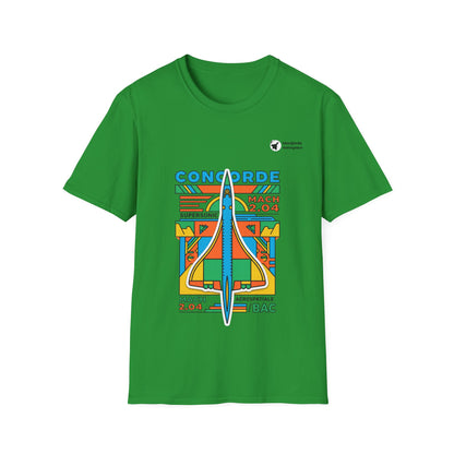 Concorde Cruise aviation graphic on an irish green unisex t-shirt