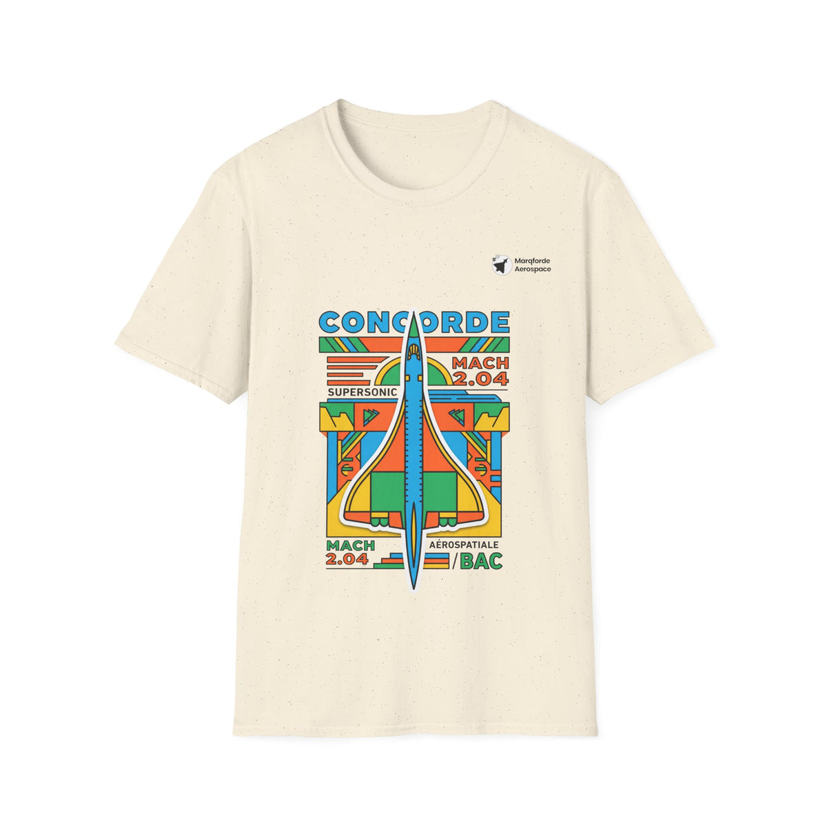 Concorde Cruise aviation graphic on a natural unisex t-shirt
