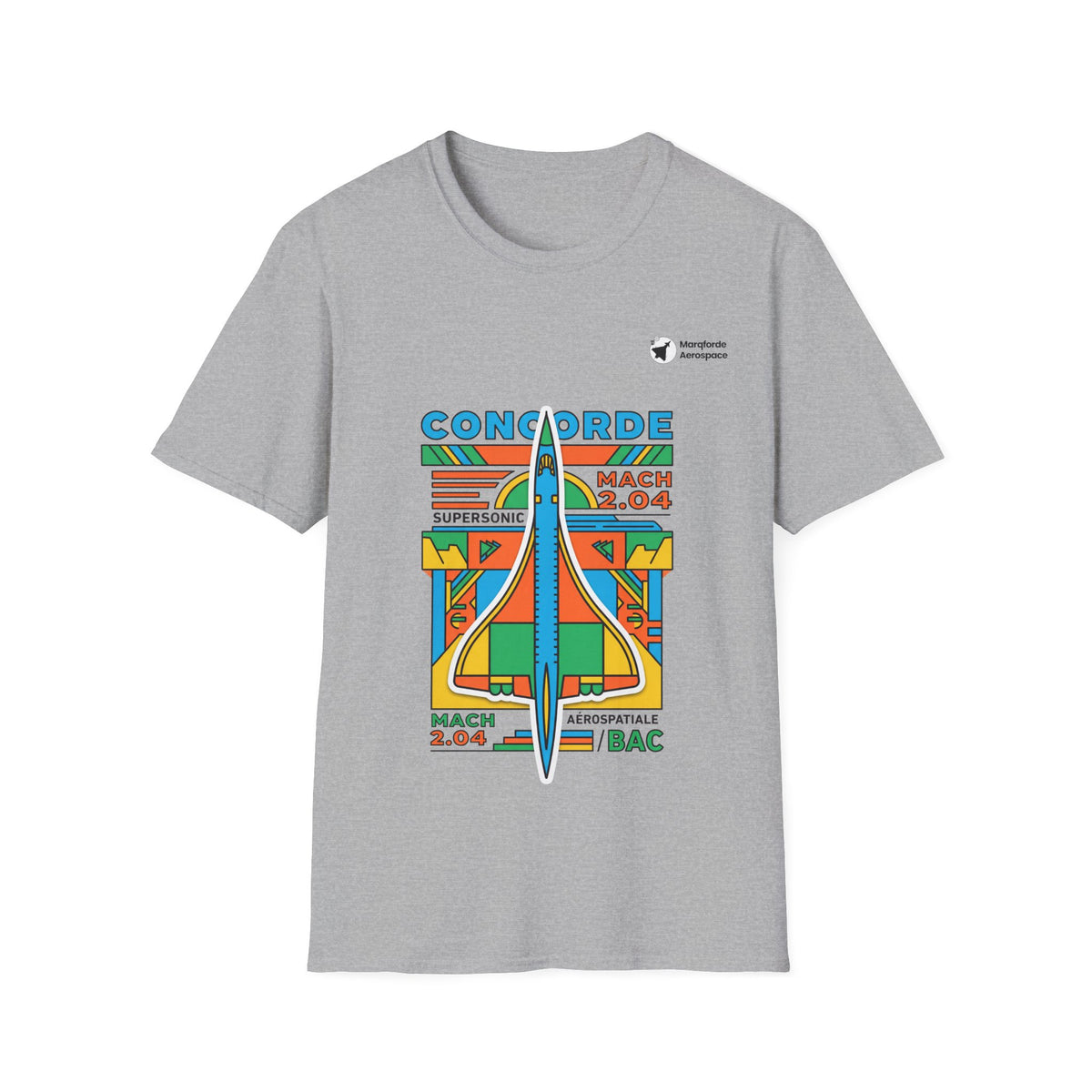Concorde Cruise aviation graphic on a sport grey unisex t-shirt