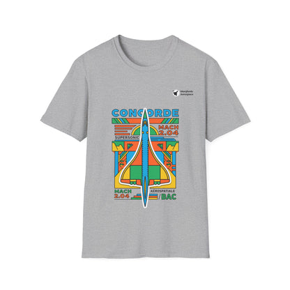 Concorde Cruise aviation graphic on a sport grey unisex t-shirt