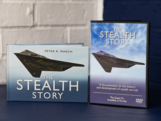 Angled front of The Stealth Story box with F-117 Nighthawk artwork.
