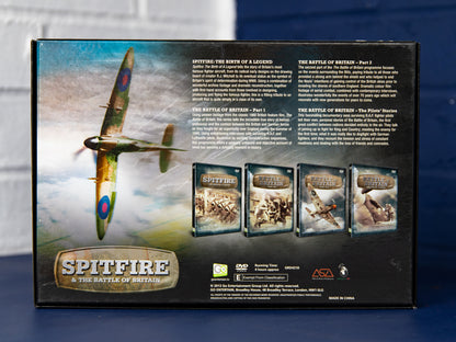Back of Spitfire & The Battle of Britain box with description panels and Spitfire image.