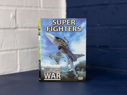 Super Fighters: Weapons of War DVD standing upright with fighter jet cover art.