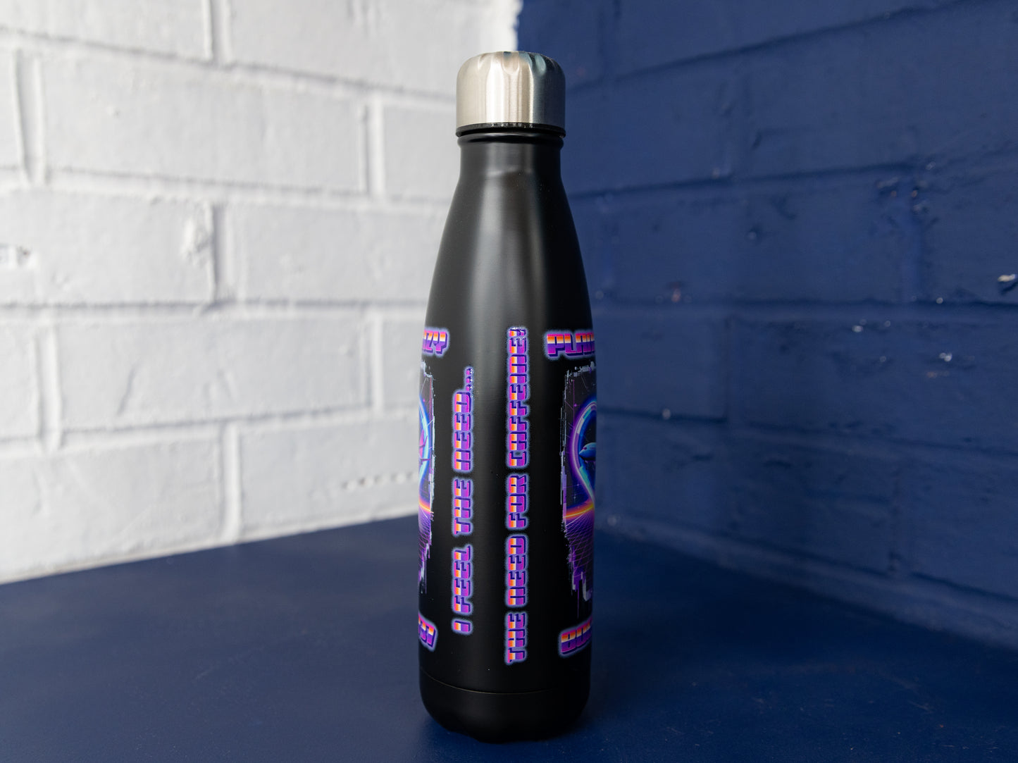 Rear angled view showing repeat graphics down the sides.