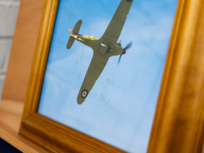 Close-up showing stick-marks on the glass over the Hurricane print.