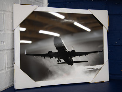 Angled shot of the dramatic LBA departure image in the frame.