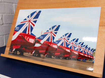 Three-quarter view of the full mounted print on an easel.