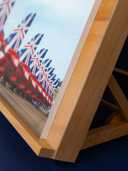 Corner detail of foamboard mount with  clean edge.