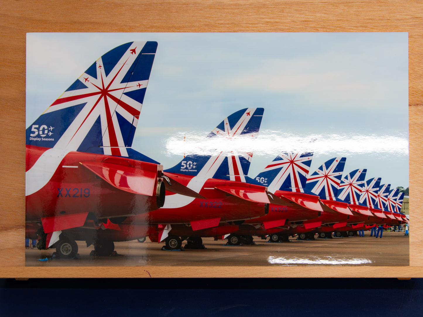 Front view of Red Arrows tail-line photo on glossy Fuji paper.