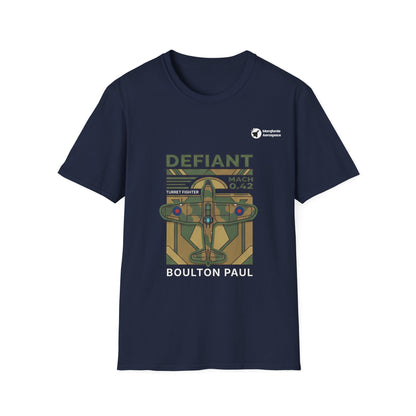 Daring Defiant aviation graphic on a navy unisex t-shirt