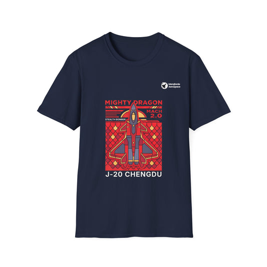 Dragon Drift J-20 aviation graphic on a navy unisex t-shirt