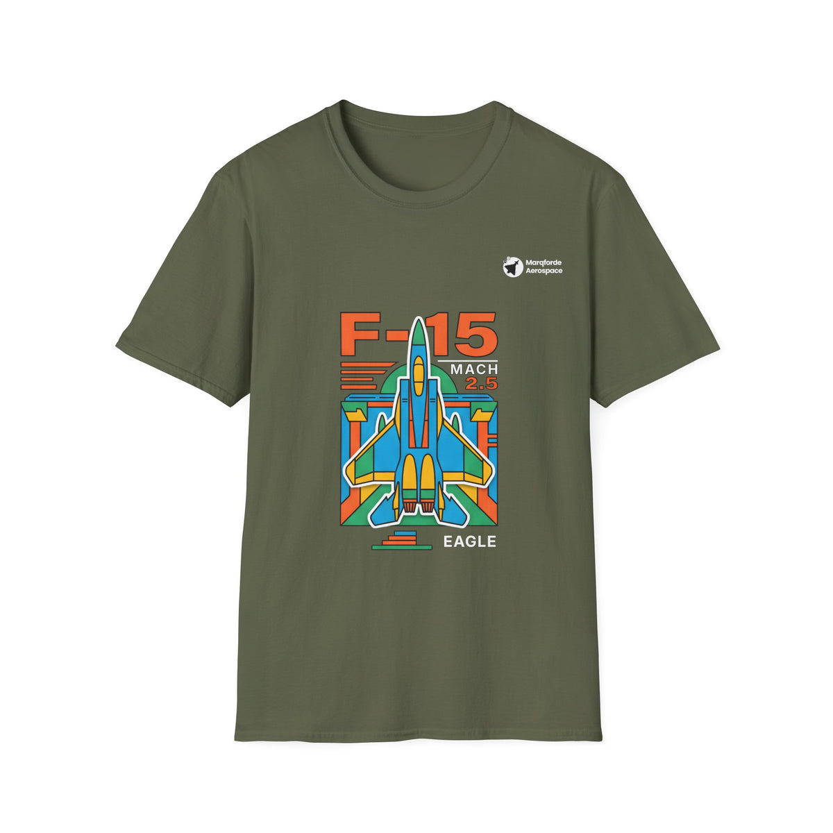 Eagle Energy aviation graphic on a military green unisex t-shirt