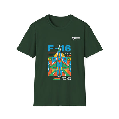 Falcon Fury aviation graphic on a forest green unisex t-shirt