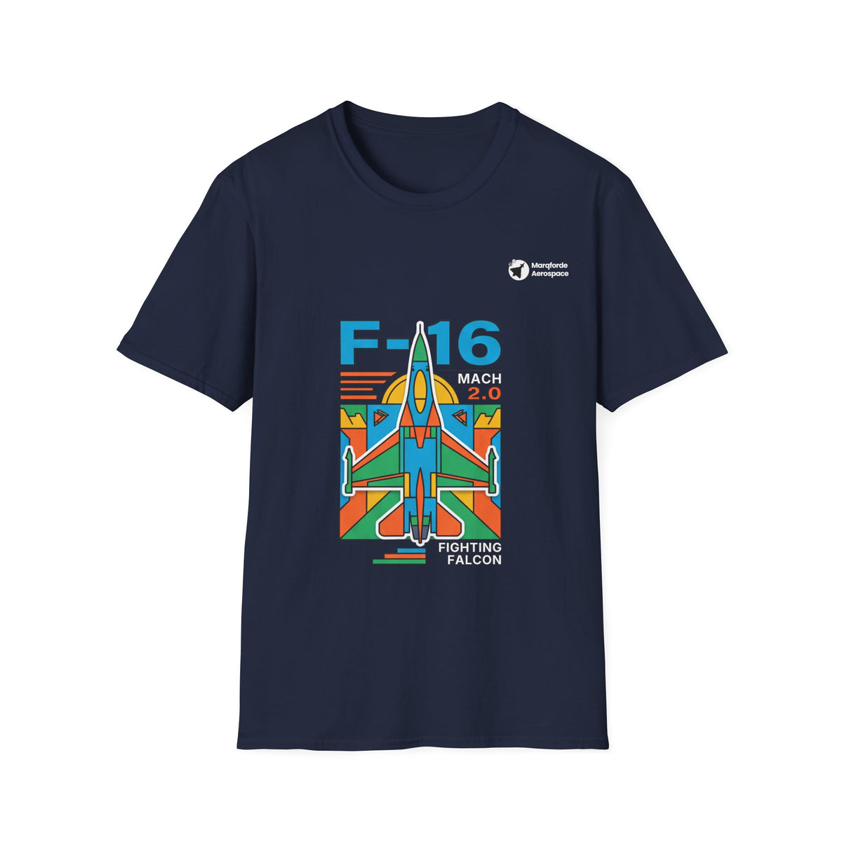 Falcon Fury aviation graphic on a navy unisex t-shirt