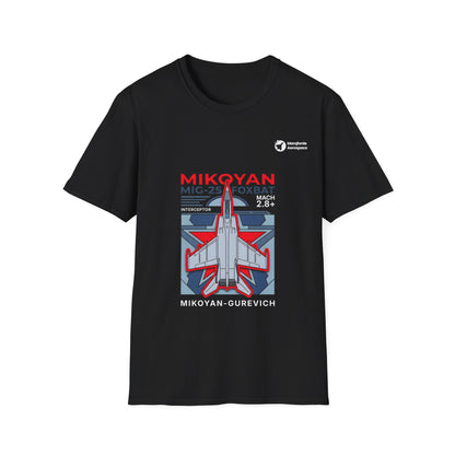 Foxbat Frontier Red Star aviation graphic on a black unisex t-shirt