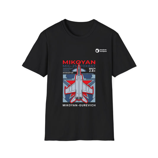 Foxbat Frontier Red Star aviation graphic on a black unisex t-shirt