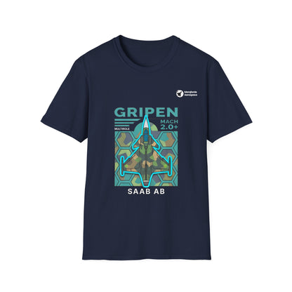 Gripen Guardian aviation graphic on a navy unisex t-shirt