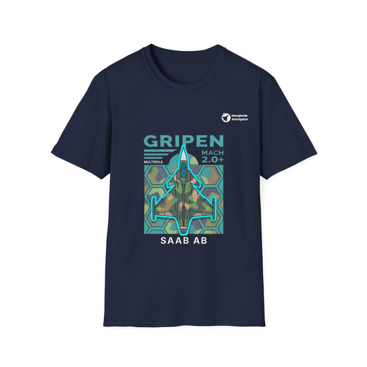 Gripen Guardian aviation graphic on a navy unisex t-shirt