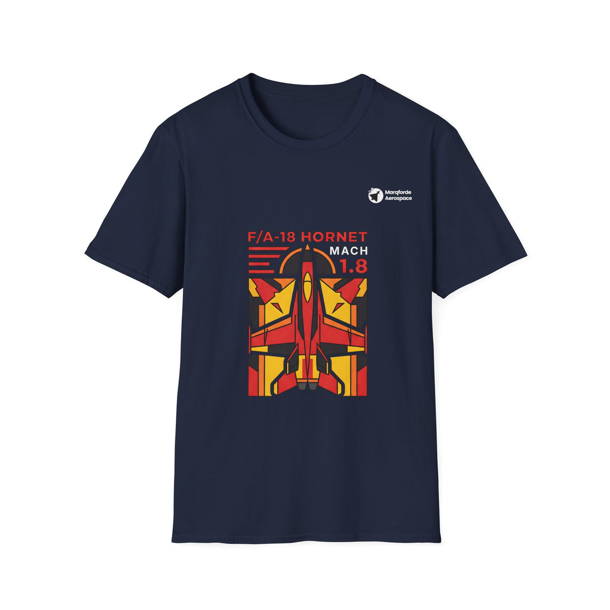 Hornet Heat aviation graphic on a navy unisex t-shirt