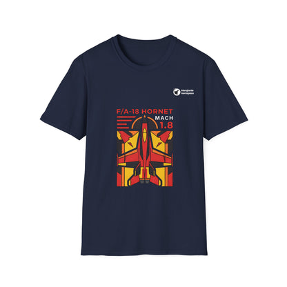 Hornet Heat aviation graphic on a navy unisex t-shirt