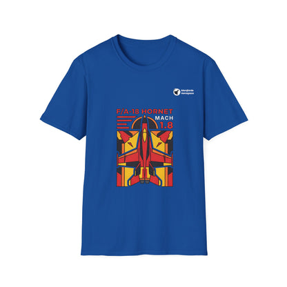 Hornet Heat aviation graphic on a royal blue unisex t-shirt