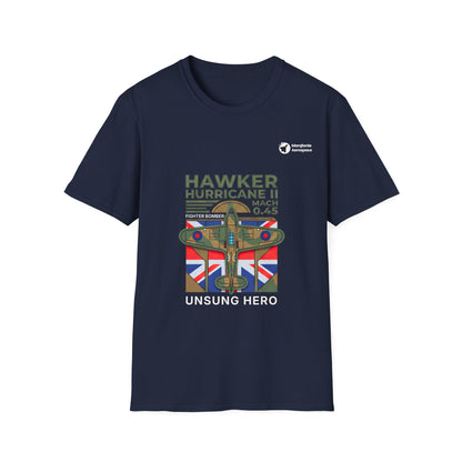 Hurricane Hallmark aviation graphic on a navy unisex t-shirt
