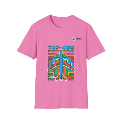 Jumbo Jetstream B747 aviation graphic on an azalea unisex t-shirt