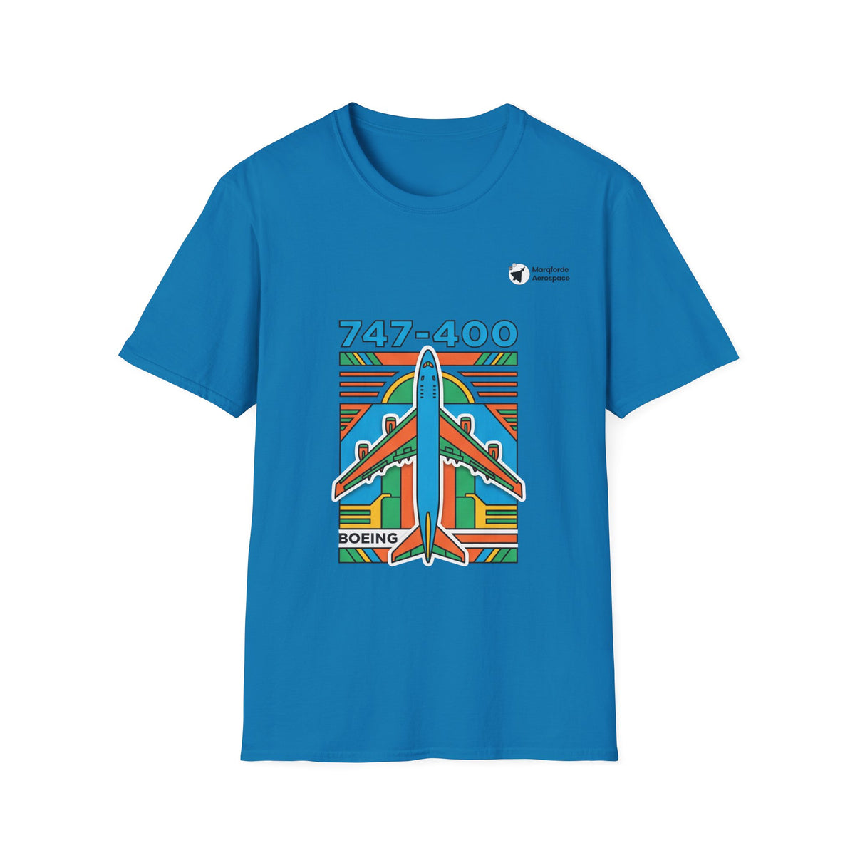 Jumbo Jetstream B747 aviation graphic on a sapphire unisex t-shirt