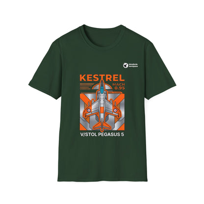 Kestrel Keystone aviation graphic on a forest green unisex t-shirt