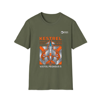 Kestrel Keystone aviation graphic on a military green unisex t-shirt
