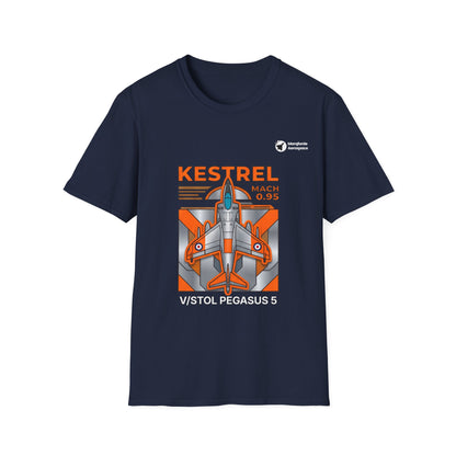 Kestrel Keystone aviation graphic on a navy unisex t-shirt
