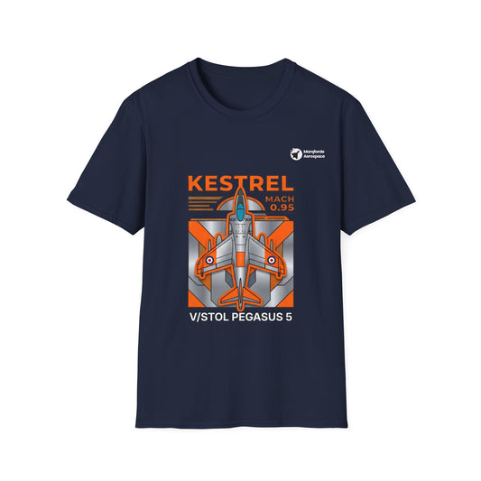 Kestrel Keystone aviation graphic on a navy unisex t-shirt