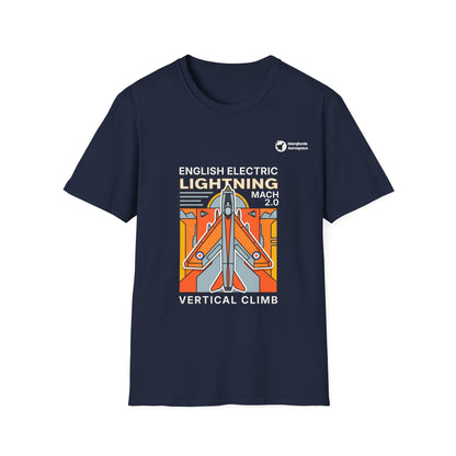 Lightning Legend aviation graphic on a navy unisex t-shirt