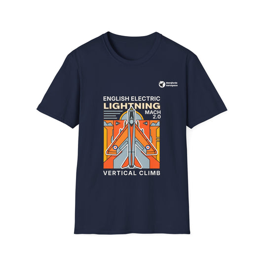 Lightning Legend aviation graphic on a navy unisex t-shirt