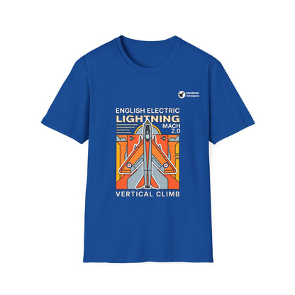 Lightning Legend aviation graphic on a royal blue unisex t-shirt